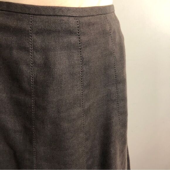 Talbots Irish Linen Skirt Womens 8 P Brown Tulip A Line Knee Length Academia - Picture 2 of 9